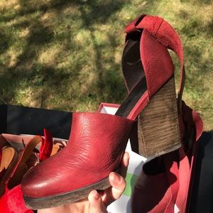 Free People Red Leather Heels